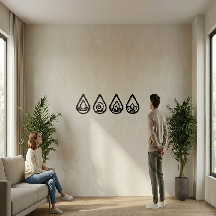 Art Mural en Métal Quatre Eléments