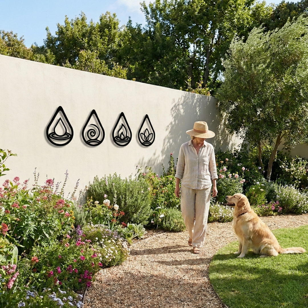 Art Mural en Métal Quatre Eléments