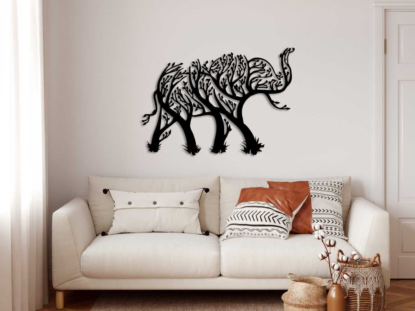 Tree Elephant Metal Wall Art