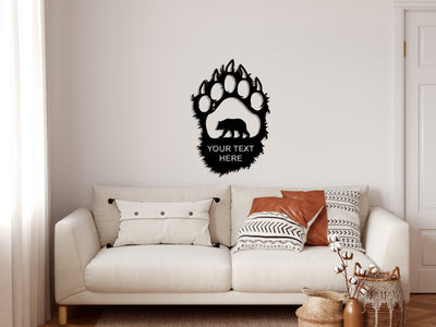Personalized Bear Paw Metal Wall Art