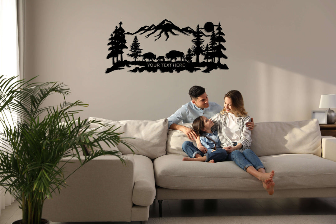 Personalized Bison Family Metal Wall Art - Decor available at Dekadron for $169.90