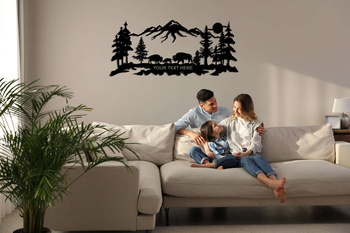 Personalized Bison Family Metal Wall Art - Decor available at Dekadron for $169.90