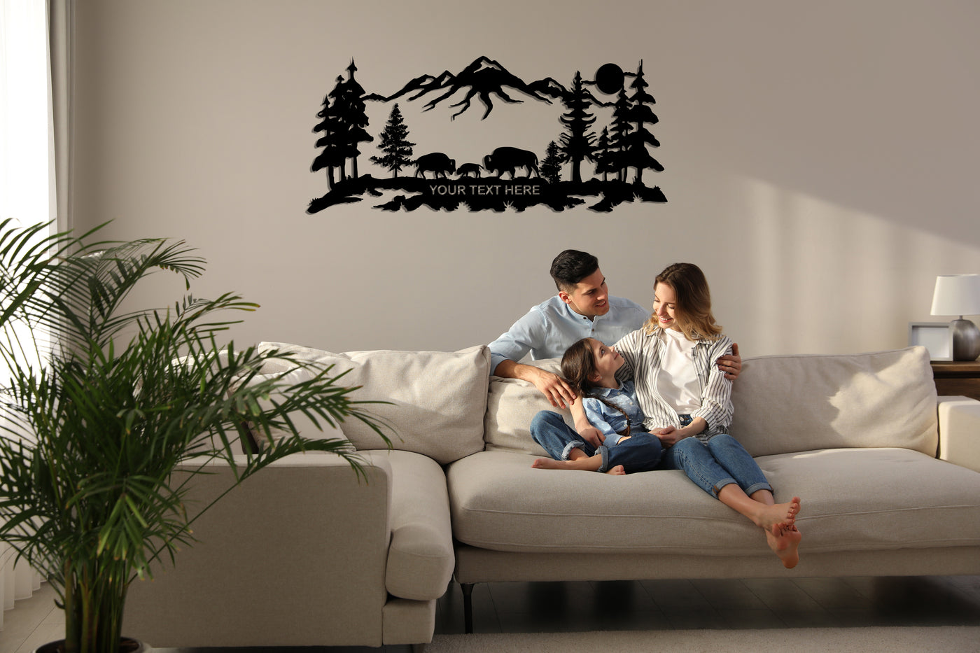 Personalized Bison Family Metal Wall Art