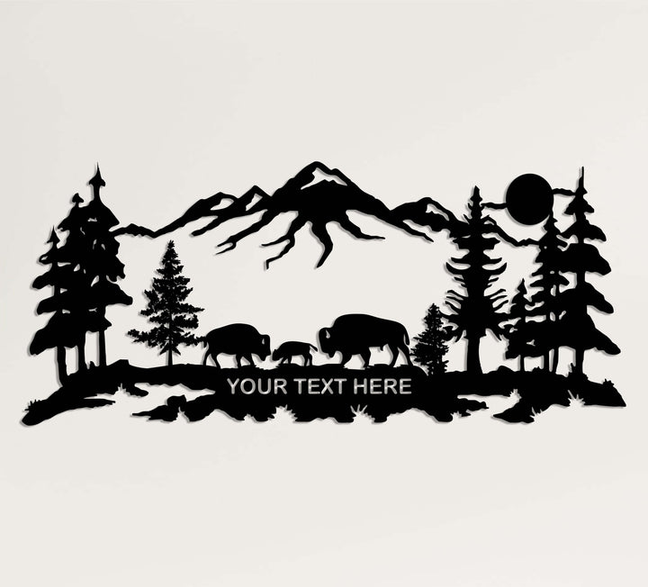 Personalized Bison Family Metal Wall Art - Decor available at Dekadron for $129.90