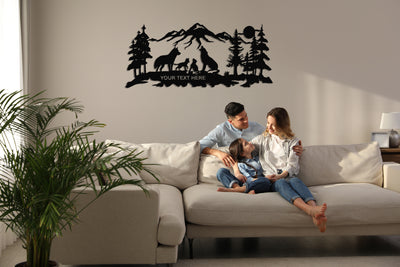 Personalized Wolf Family Metal Wall Art