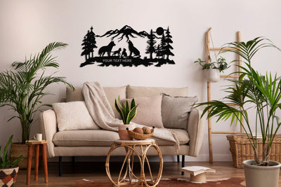 Personalized Wolf Family Metal Wall Art
