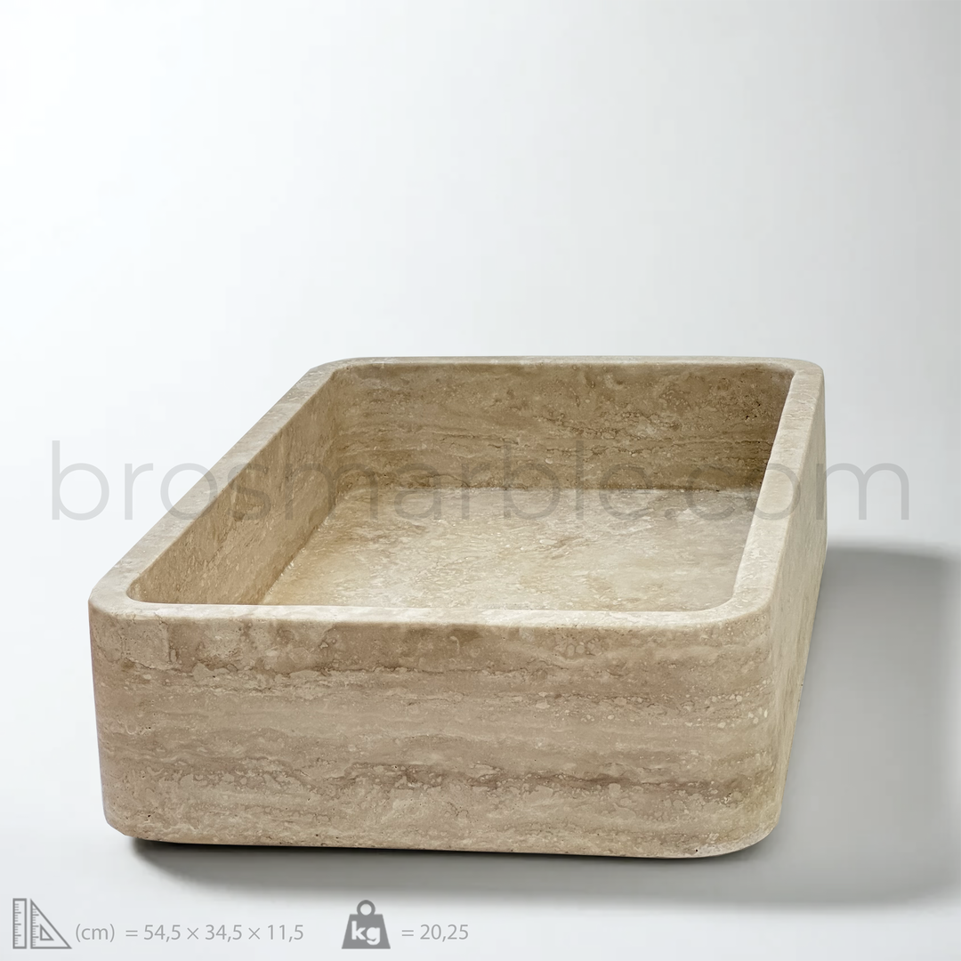 Light Travertine Rectangular Vessel Sink