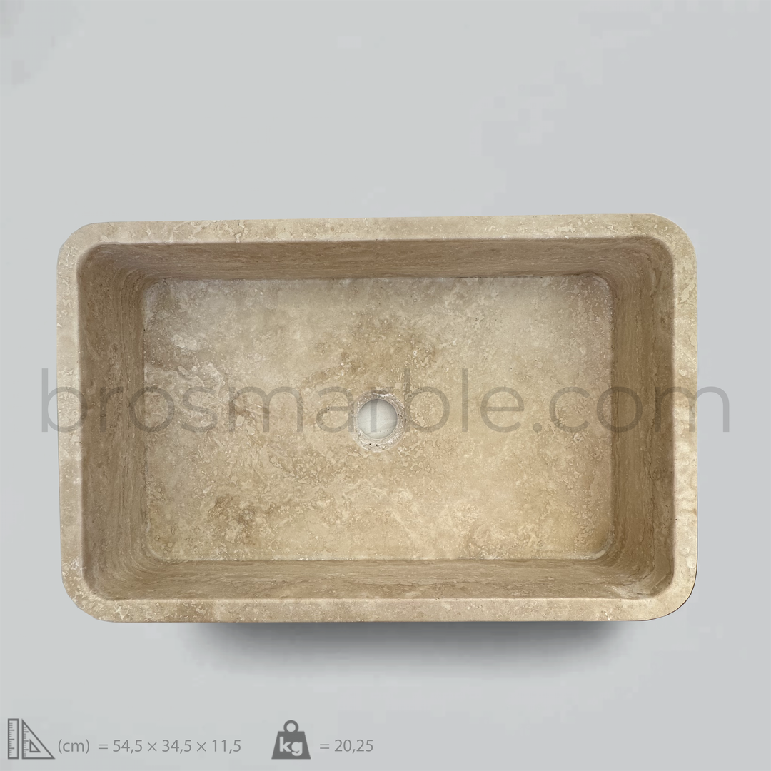 Light Travertine Rectangular Vessel Sink