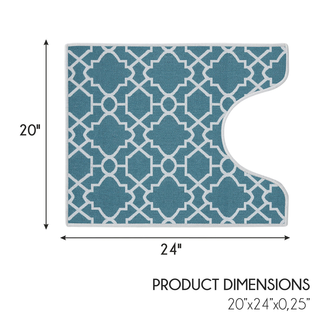 Geometric Graphic Design U Shape Bathroom Rug | 20”x24" | Teal