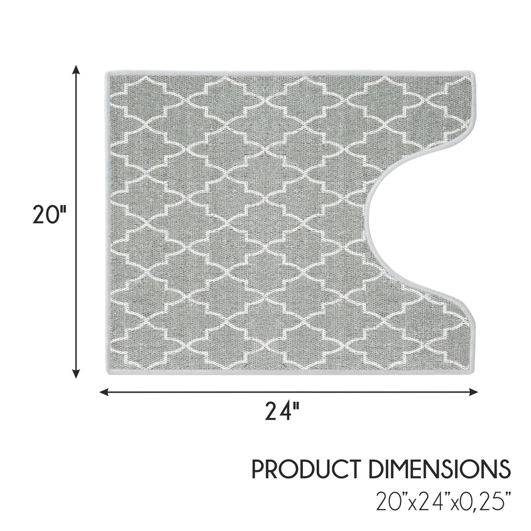 Geometric Design U Shape Bathroom Rug | 20”x24" | Gray