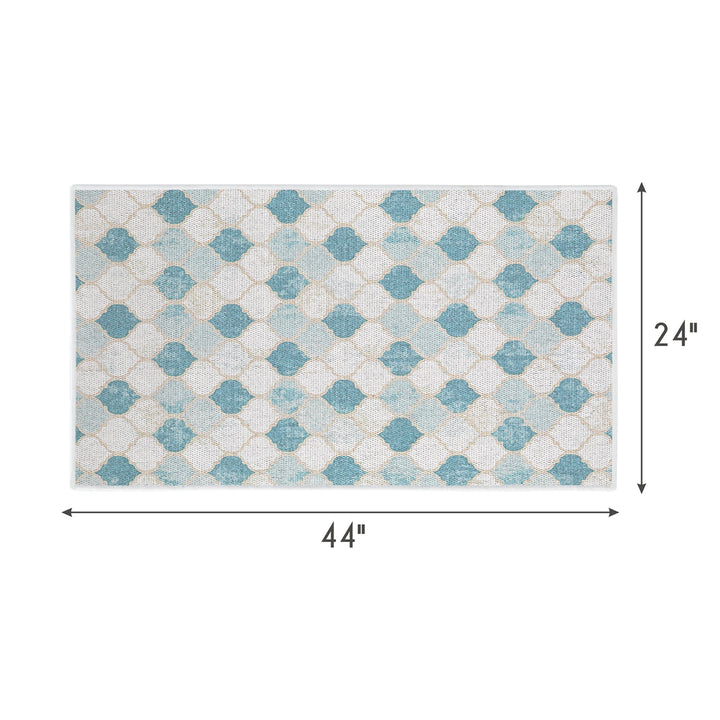 Moroccan Design Multipurpose Floor Mat | 24"x44" | Beige&Blue