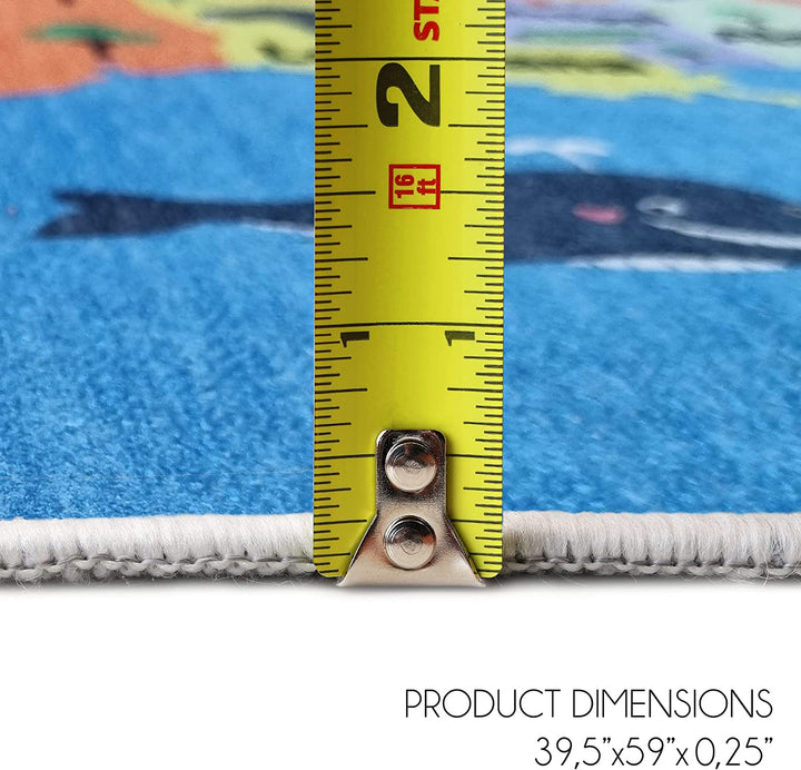 Sussex Home Low Pile Kids Rug for Playroom - Washable Cotton Educational Rug for Kids Room - 39.5 x 59 Inches - Usa Map Pattern