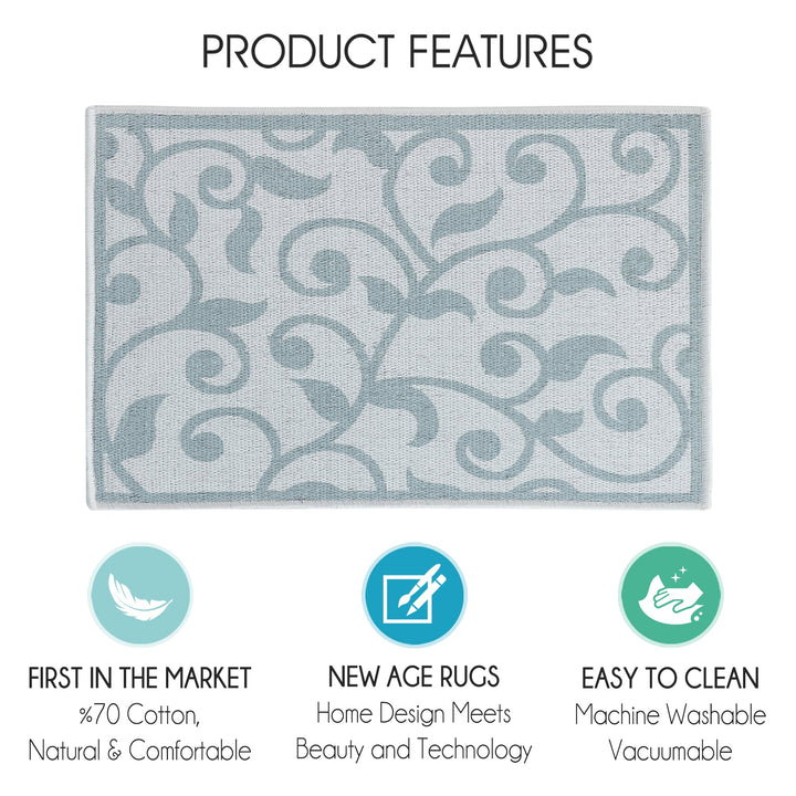 Floral Design Multipurpose Floor Mat | 20"x31" | Teal