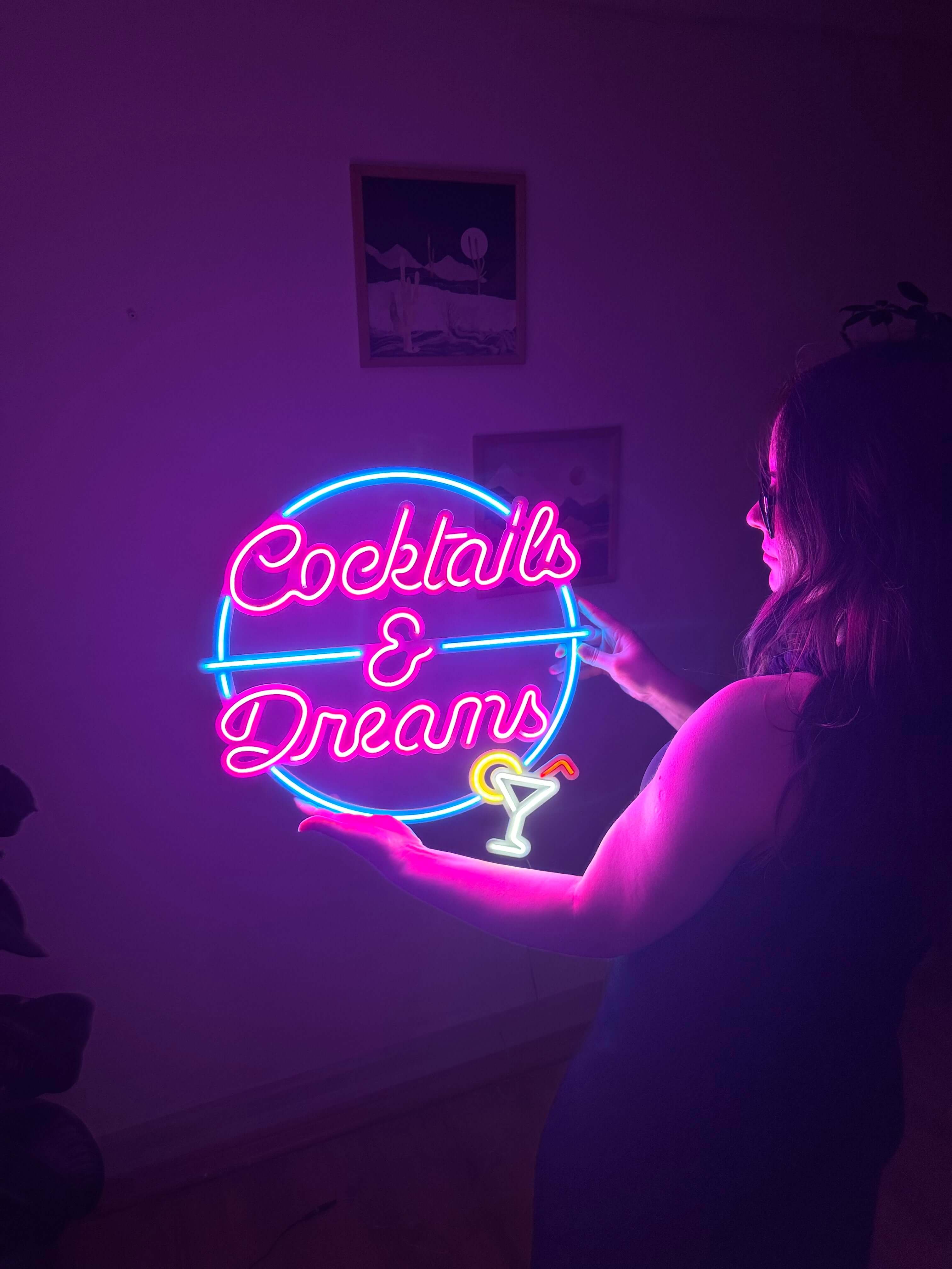 Cocktails and Dreams Neon Metal Wall Art, Neon Sign | Neon Signs