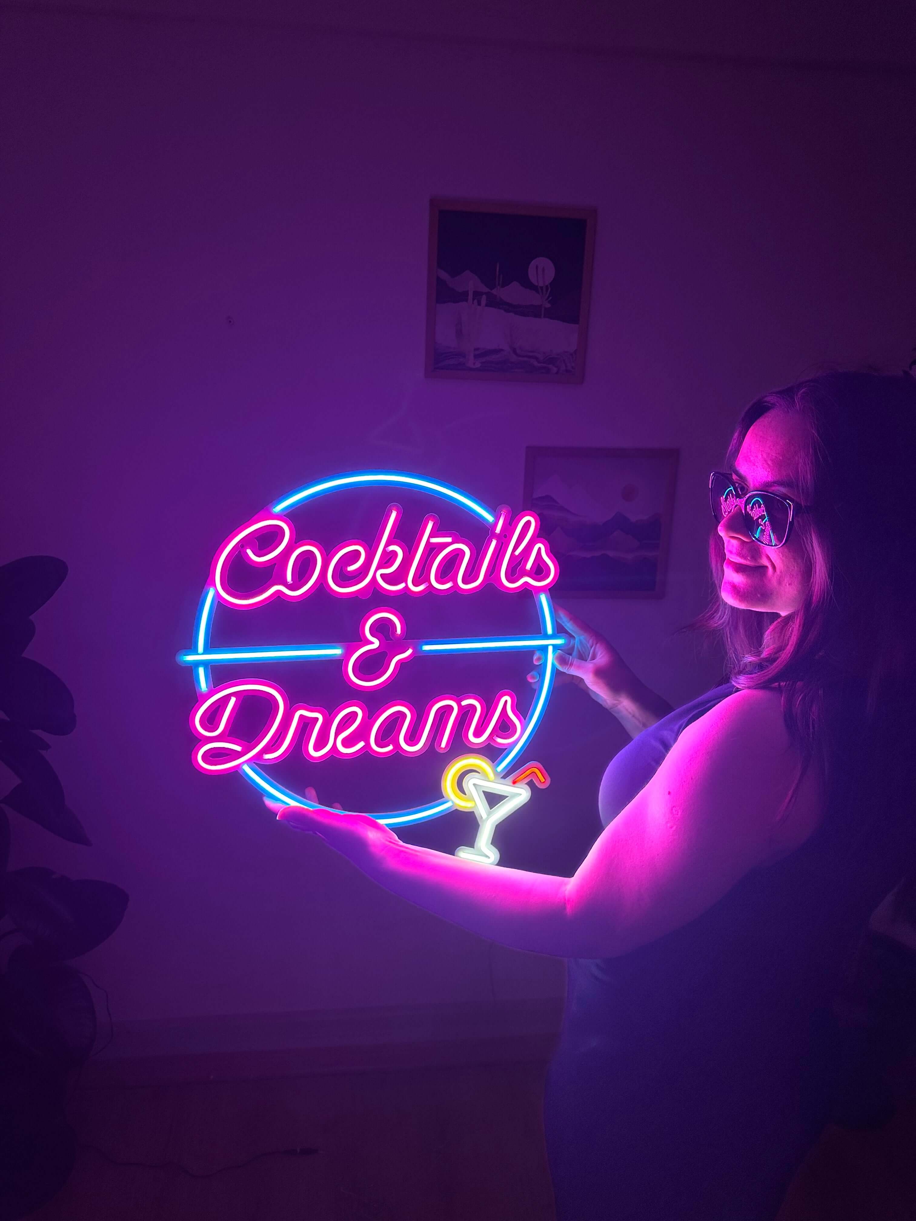 Cocktails and Dreams Neon Metal Wall Art, Neon Sign | Neon
