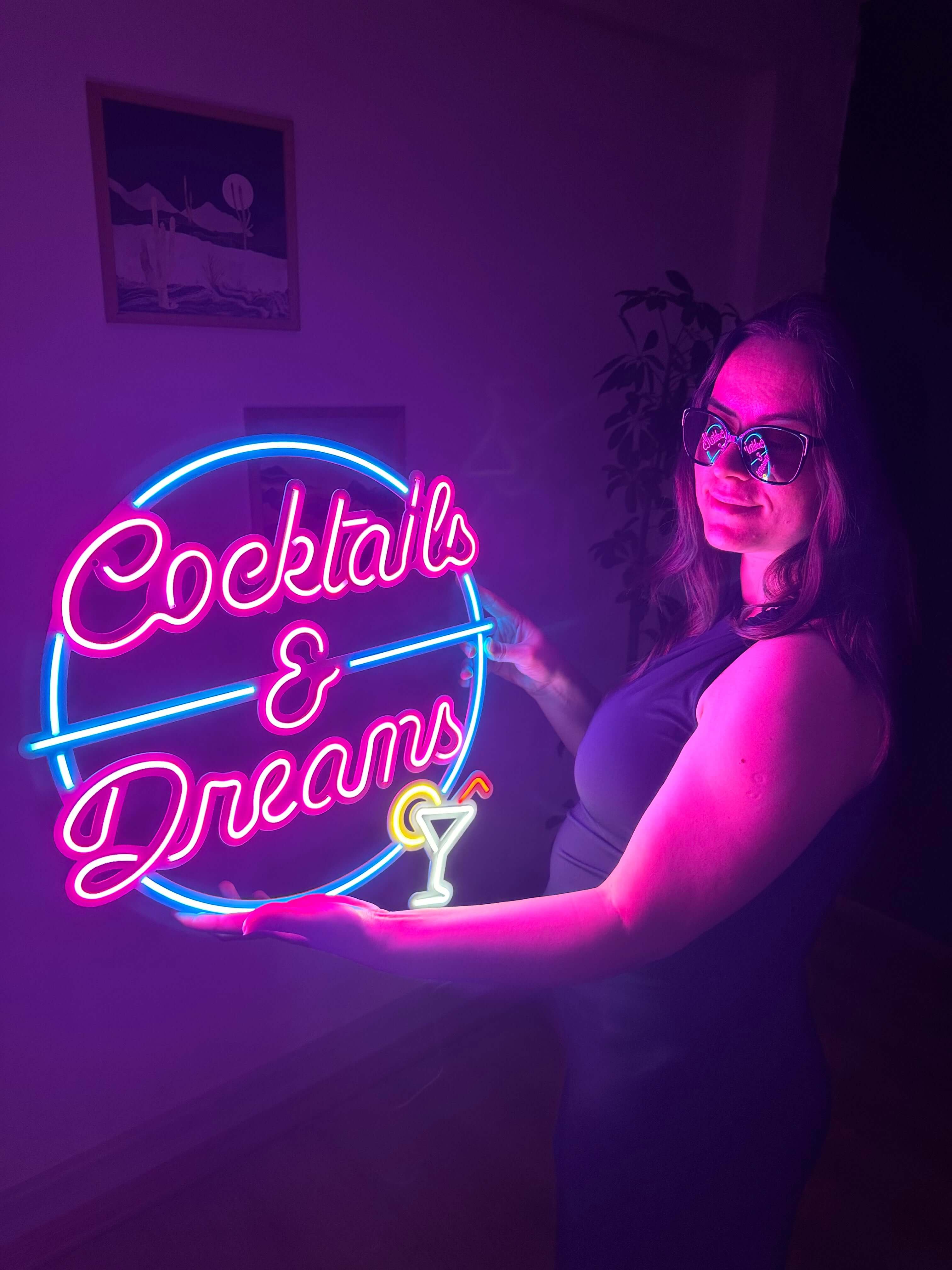 Cocktails and Dreams Neon Metal Wall Art, Neon Sign | Neon Signs