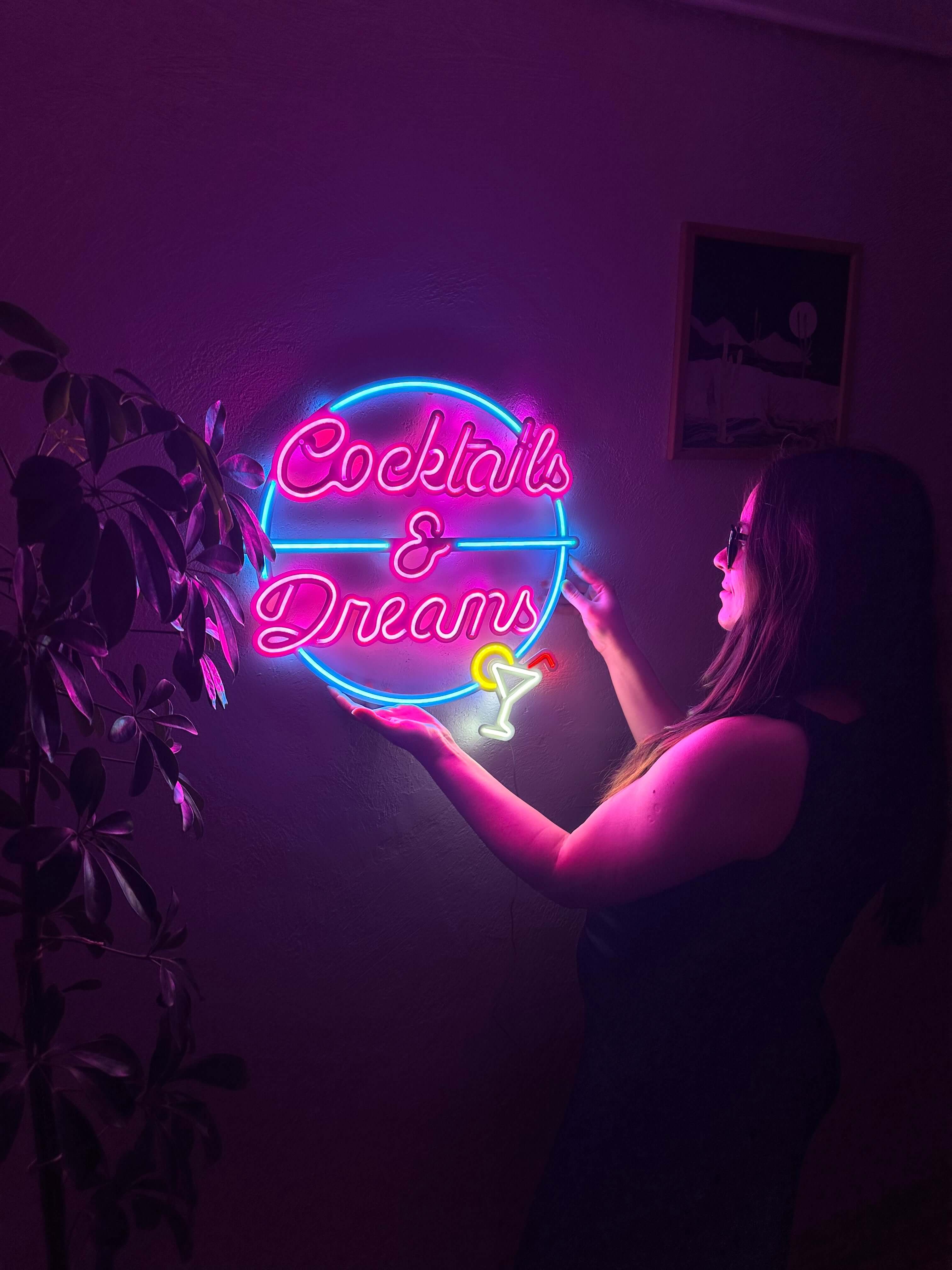 Cocktails and Dreams Neon Metal Wall Art, Neon Sign | Neon Signs