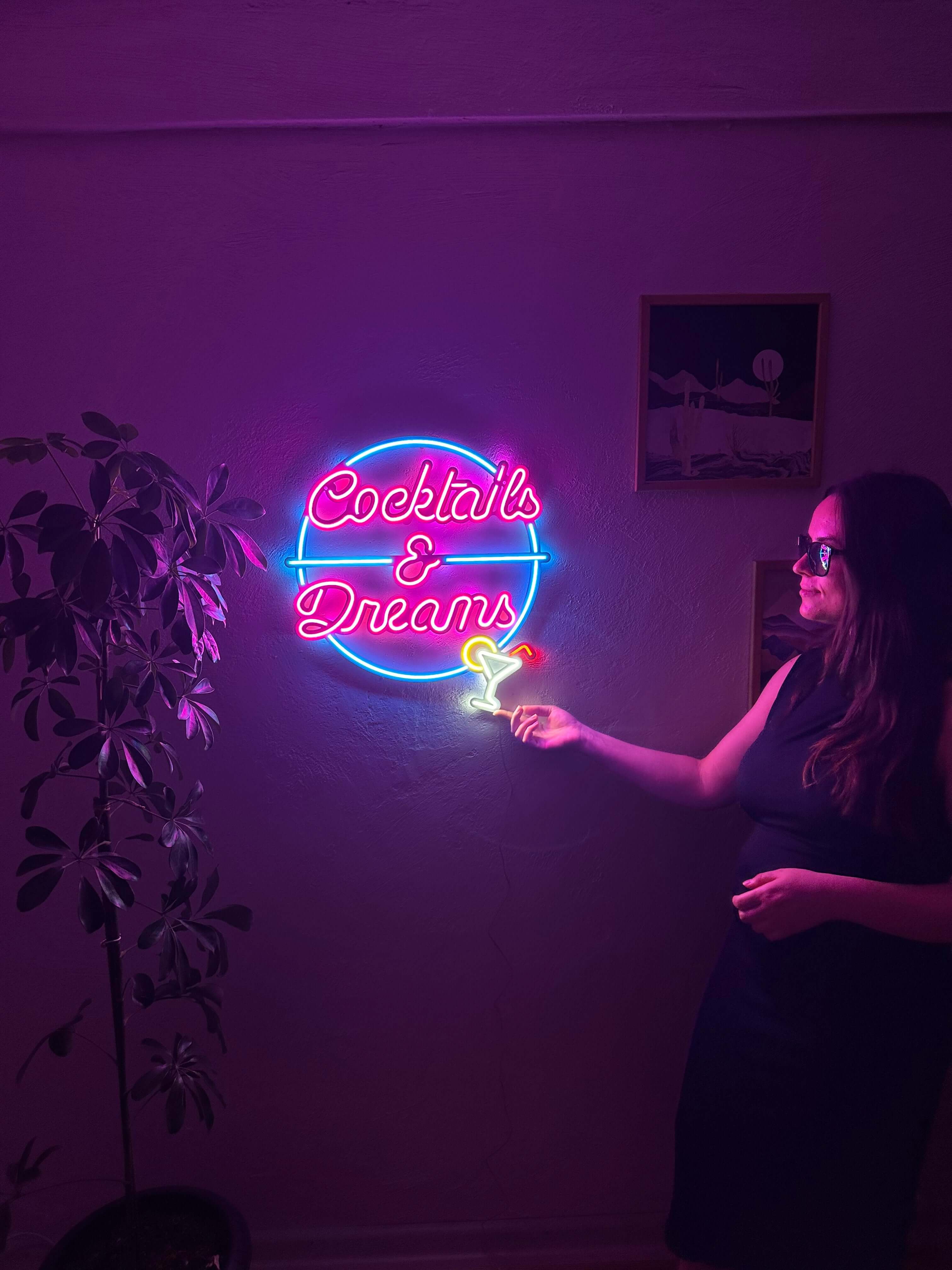 Cocktails and Dreams Neon Metal Wall Art, Neon Sign | Neon Signs
