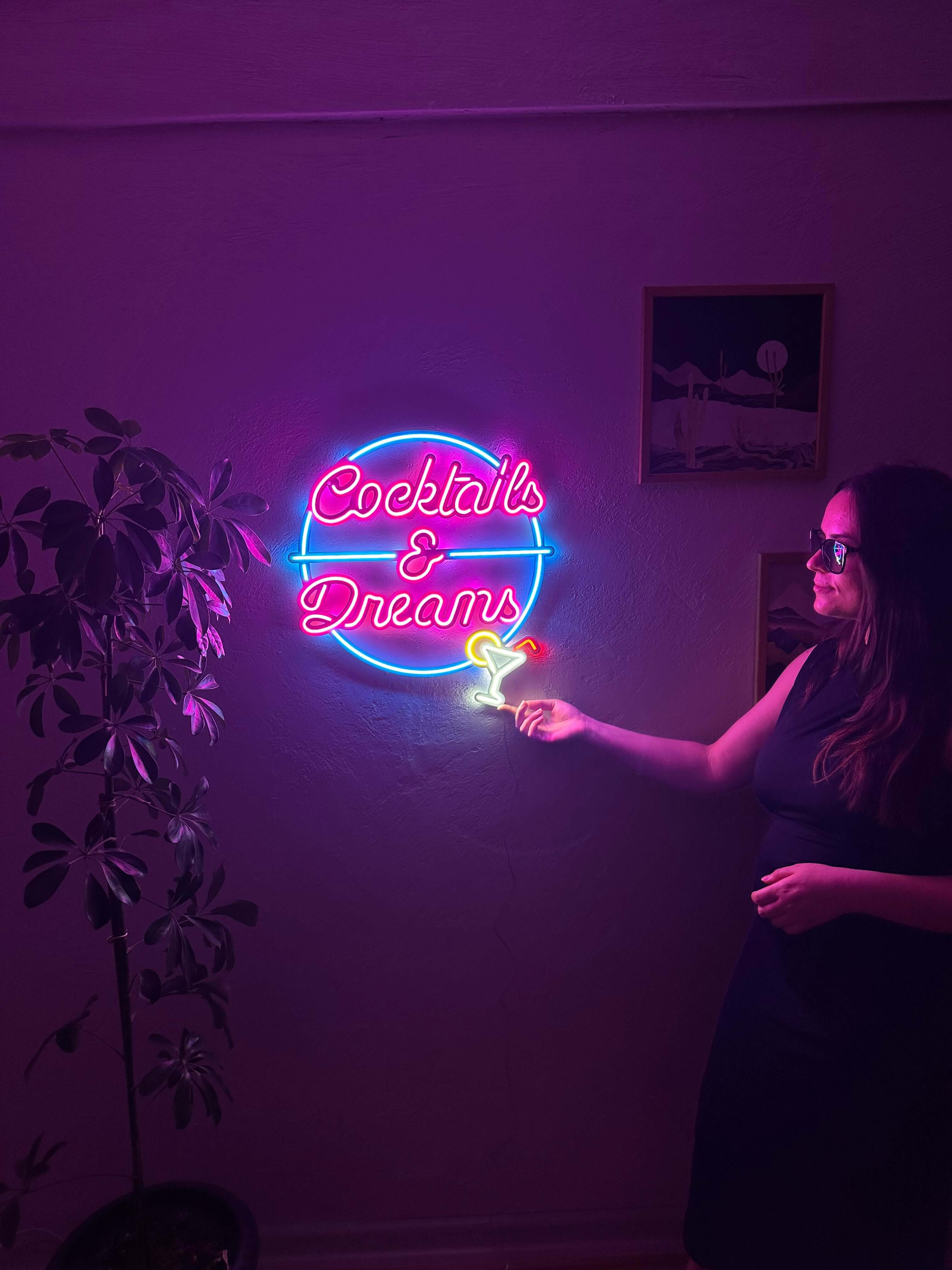 Cocktails and Dreams Neon Metal Wall Art, Neon Sign | Neon Signs
