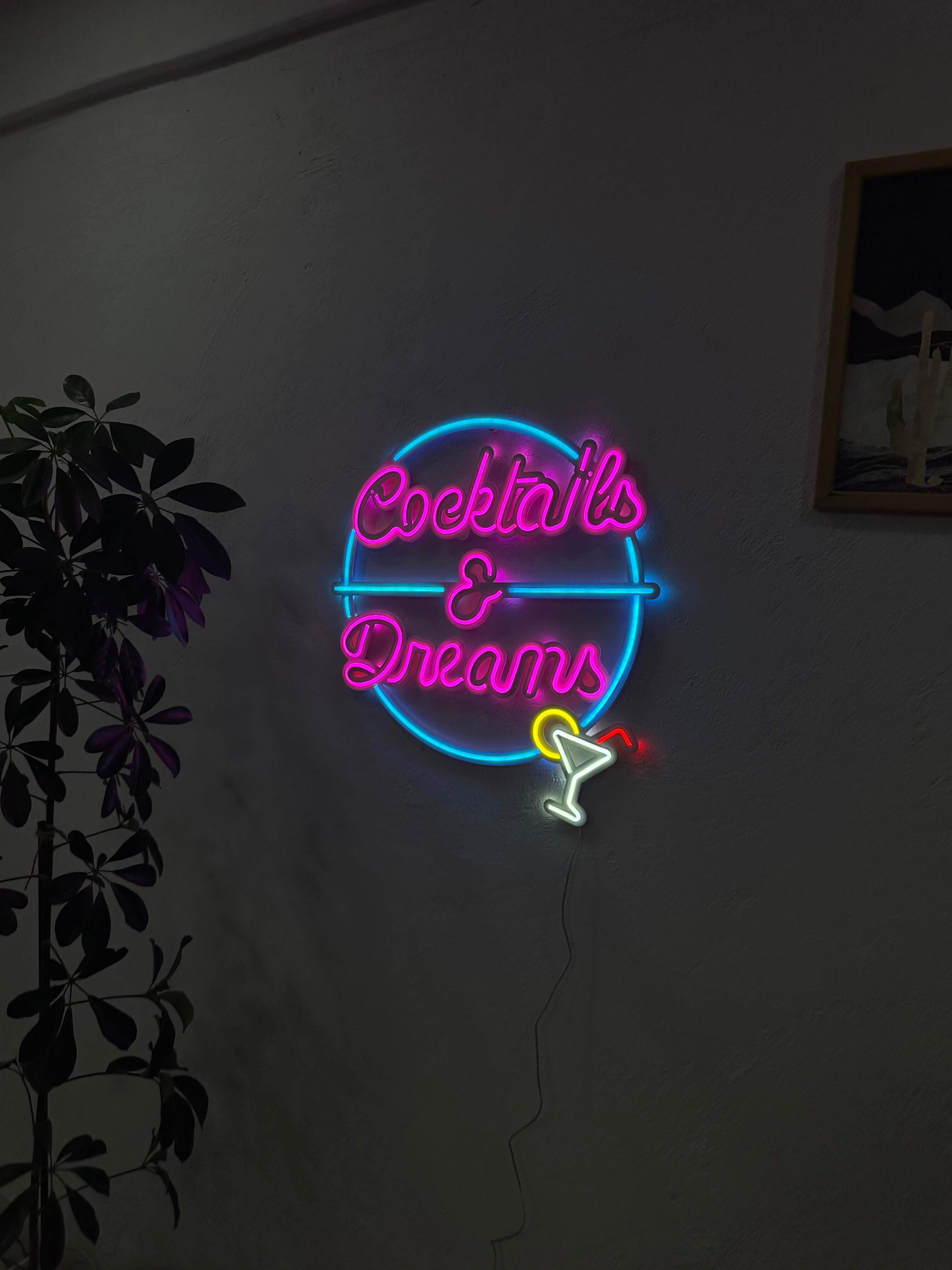 Cocktails and Dreams Neon Metal Wall Art, Neon Sign | Neon Signs