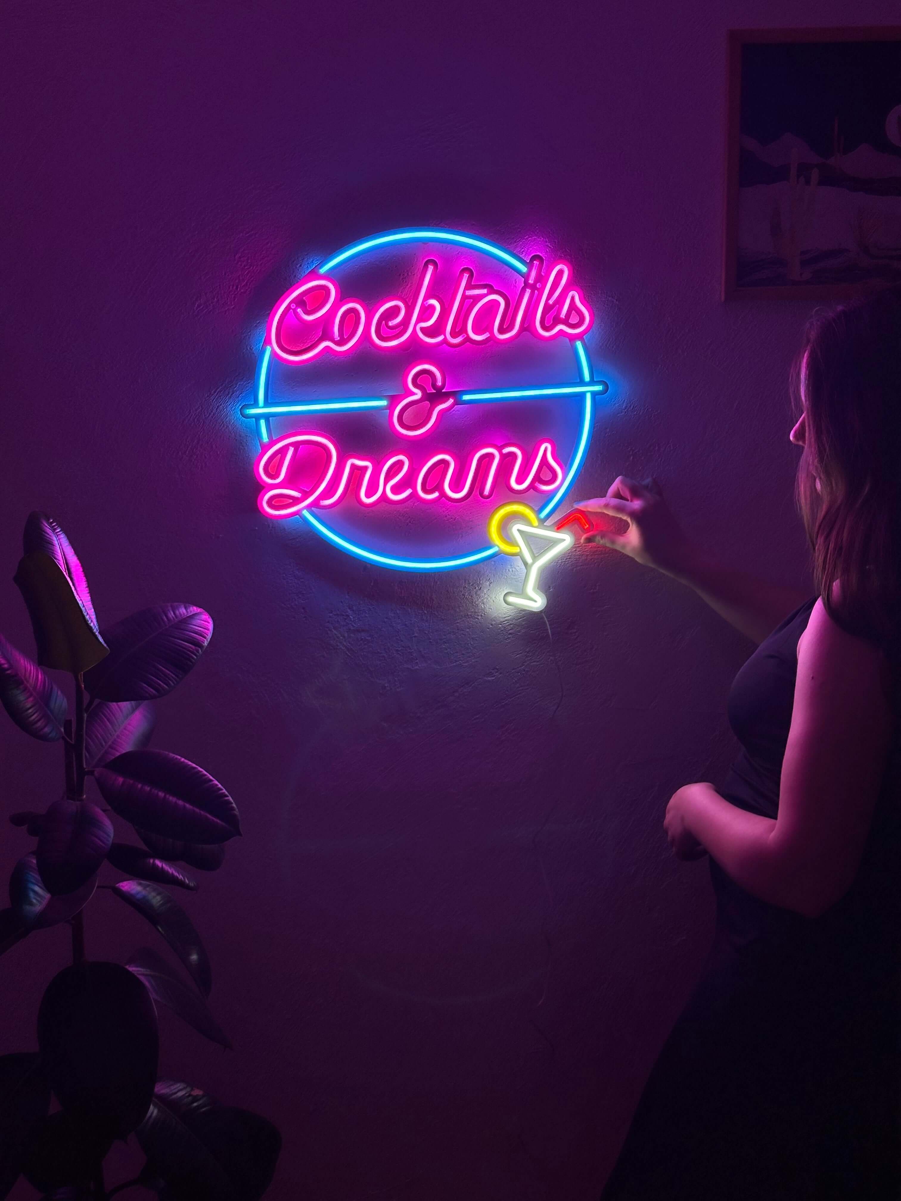 Cocktails and Dreams Neon Metal Wall Art, Neon Sign | Neon Signs