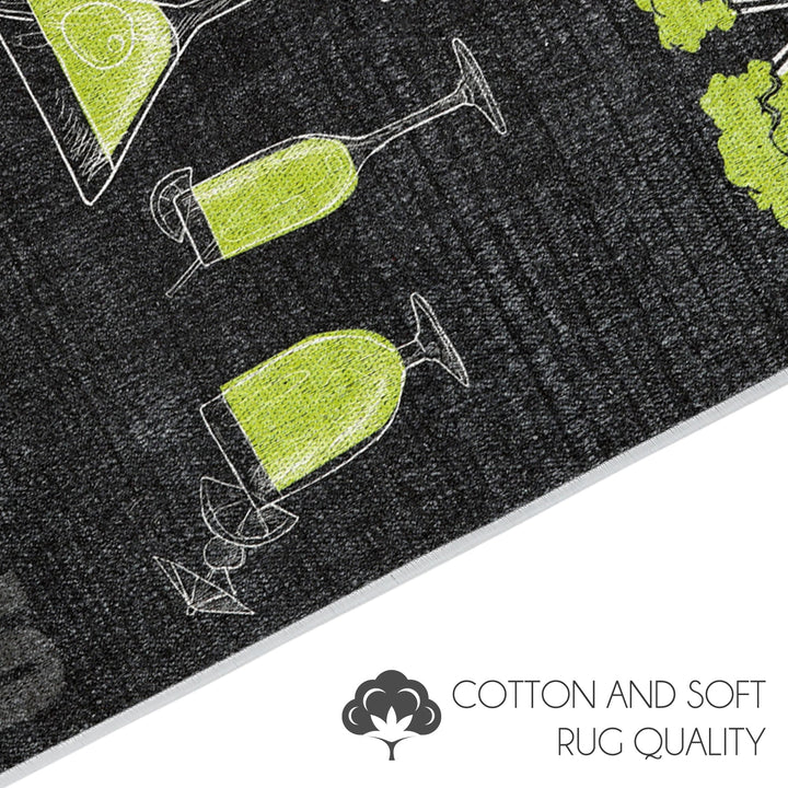 SussexHome Non Skid Washable Beer Bar Decorative Floor Rug 20" x 59" | Black&Green