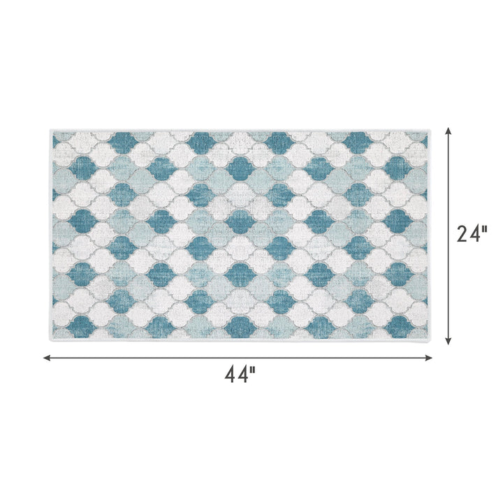 Moroccan Design Multipurpose Floor Mat | 24"x44" | Gray&Blue