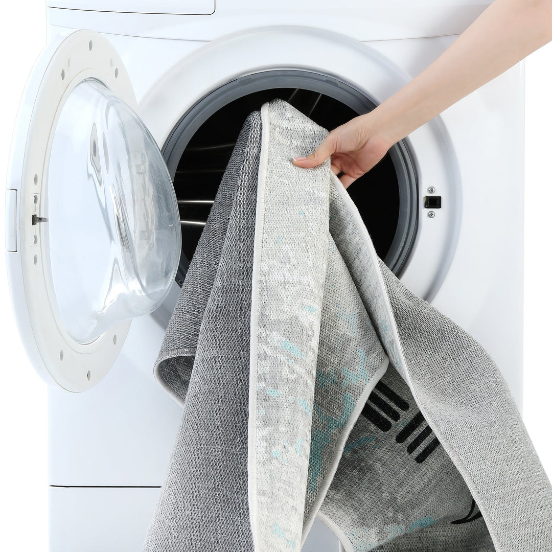 SussexHome Non Skid Washable Kitchen Runner Rug 20" x 59" | Gray&Black&Blue