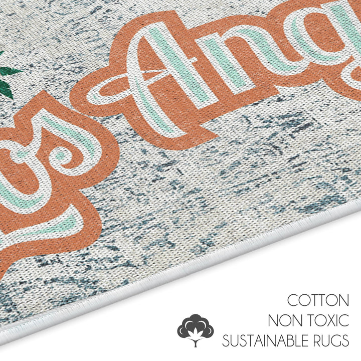 US States Los Angeles Design 3 Piece Bathroom Rugs Set | Orange