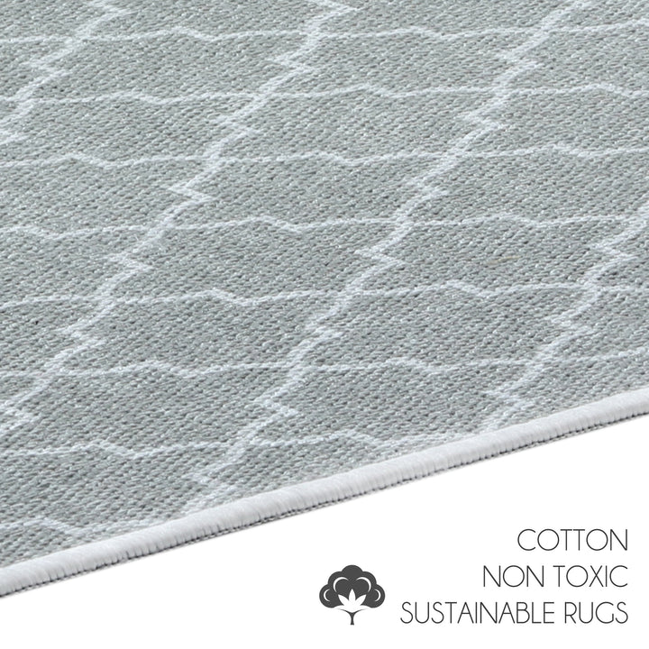 Geometric Design U Shape Bathroom Rug | 20”x24" | Gray