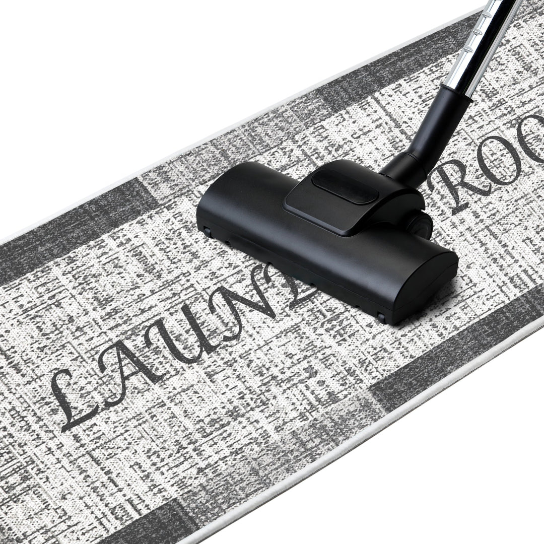 Non Skid Washable Laundry Room Rug Runner-20" x 59"| Gray&White