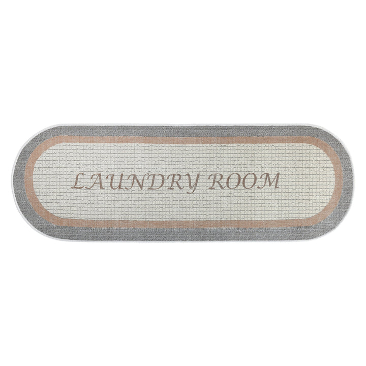 Non Skid Washable Laundry Room Rug Runner - 20" x 59" | Gray&Brown