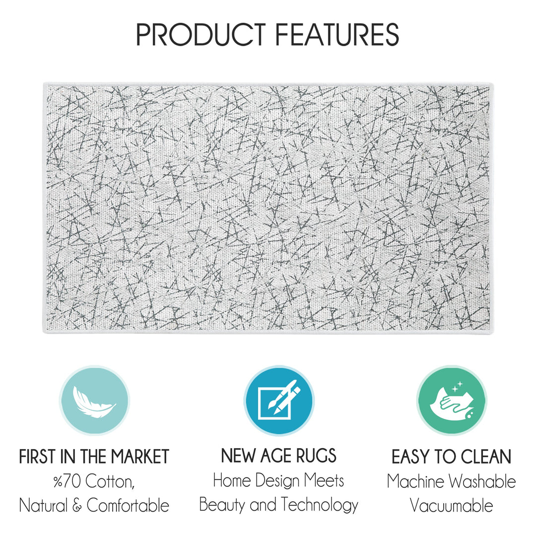 Geometric Design Multipurpose Floor Mat | 24"x44" | White