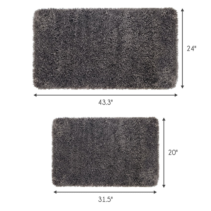 Solid Gray Bathroom Rugs Sets, Shower Rugs with Toilet Rugs U Shaped |Set of 2