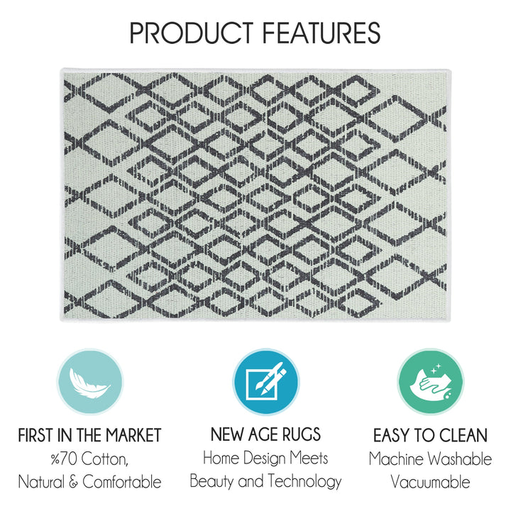 Geometric Diamond Design Multipurpose Floor Mat | 20"x31" | Ivory