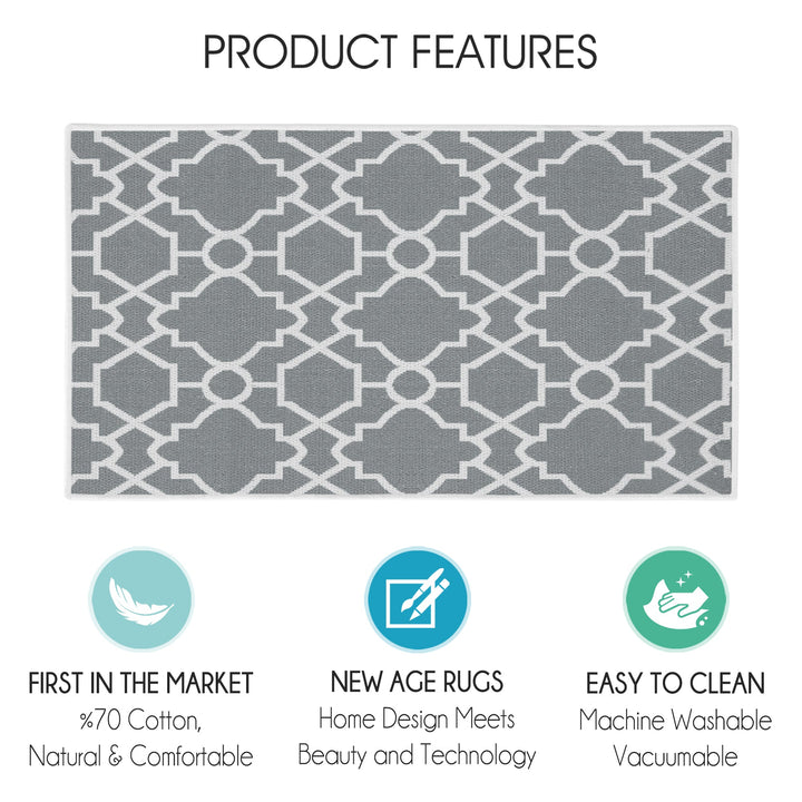 Geometric Graphic Design Multipurpose Floor Mat | 24"x44" | Gray