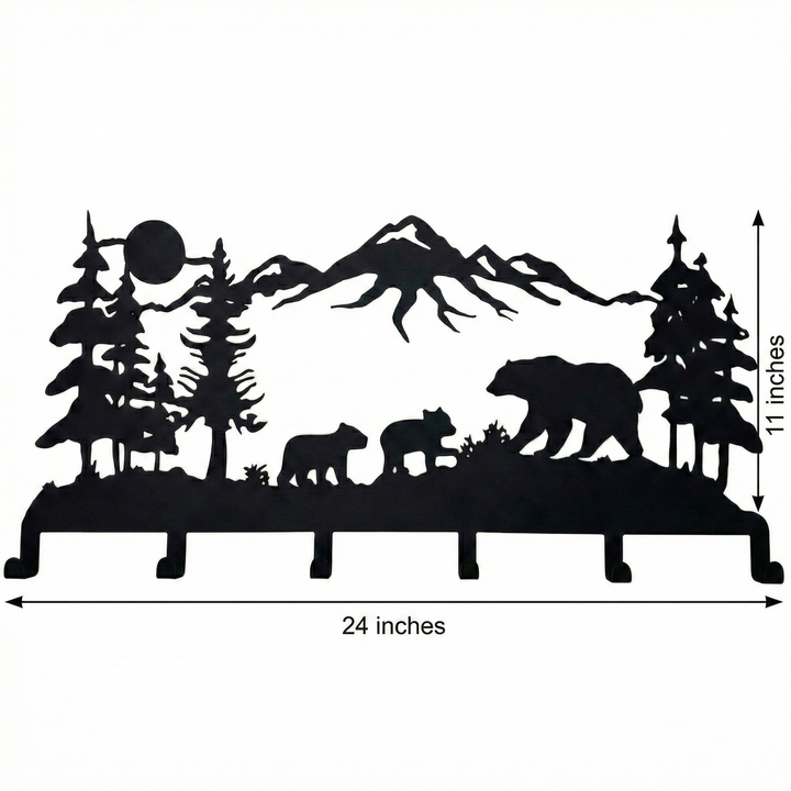 Bear Family Metal Coat Rack, Wall Mount Hanger