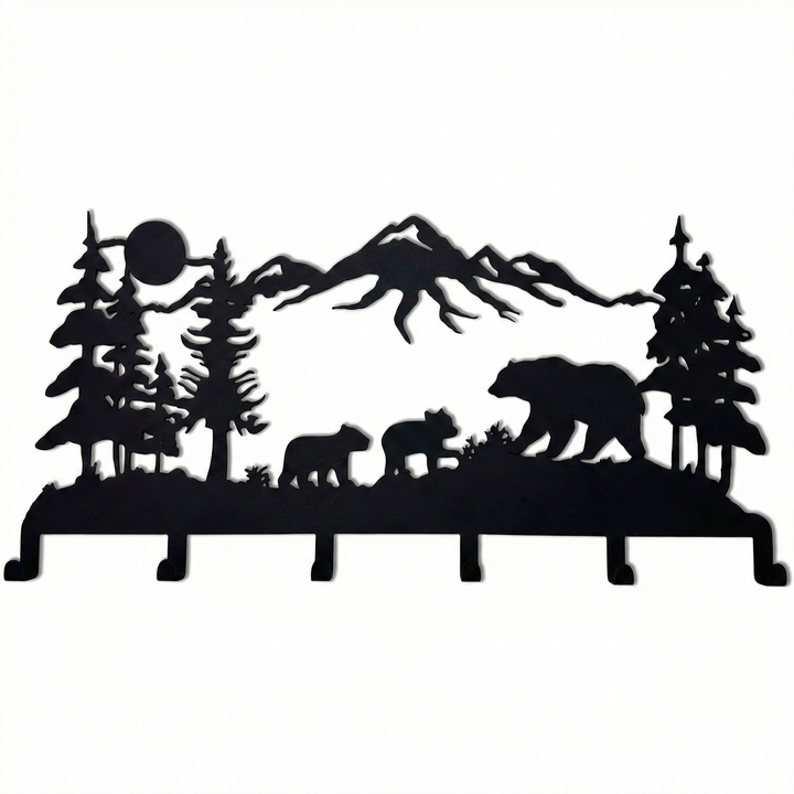 Bear Family Metal Coat Rack, Wall Mount Hanger