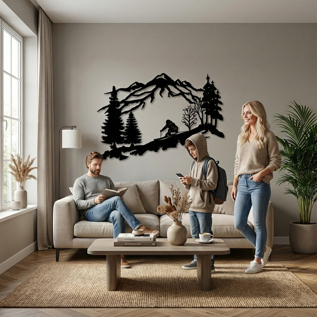 Arte de Pared de Metal del Esquiador