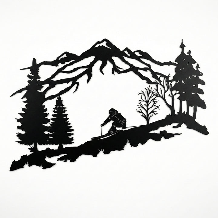 Arte de Pared de Metal del Esquiador