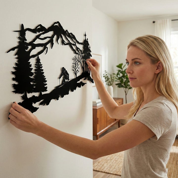Arte de Pared de Metal del Esquiador