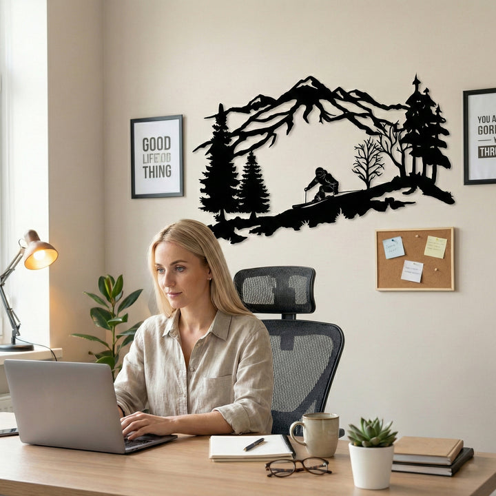 Arte de Pared de Metal del Esquiador