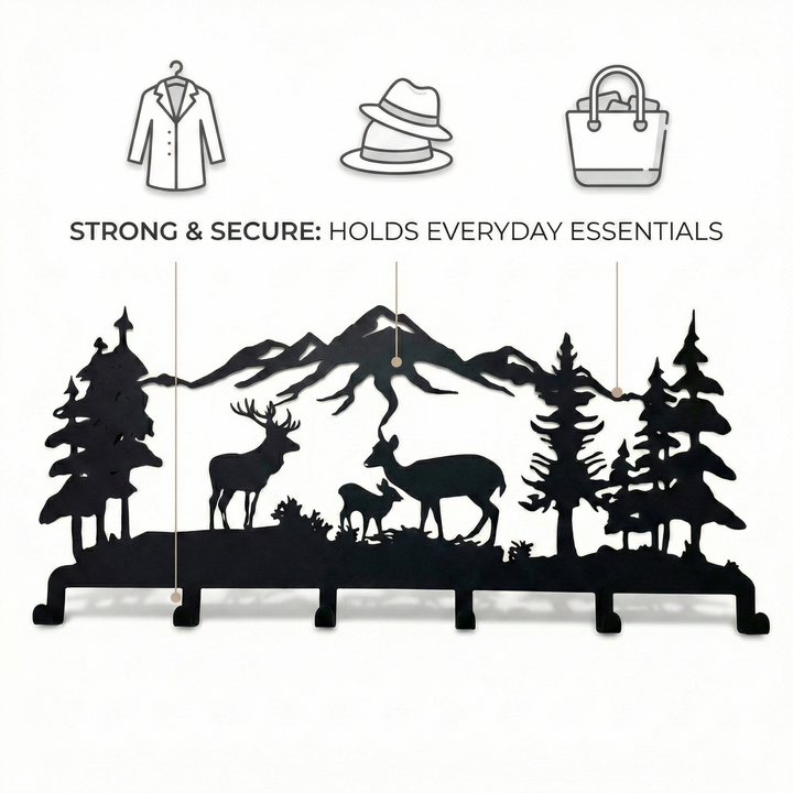 Deer Family Metal Coat Rack, Wall Mount Hanger