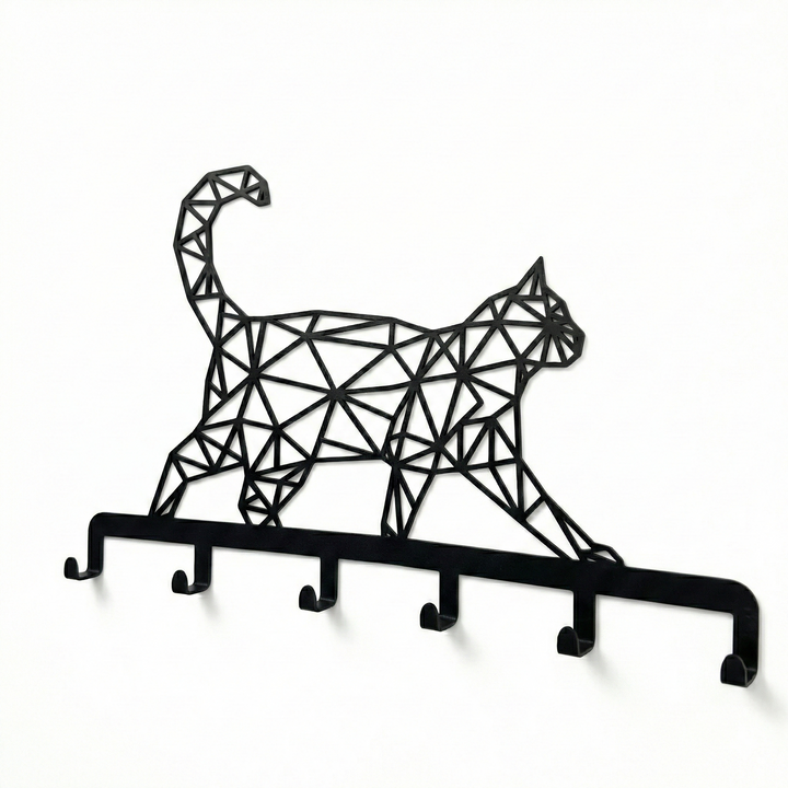 Appendino da parete in metallo gatto geometrico