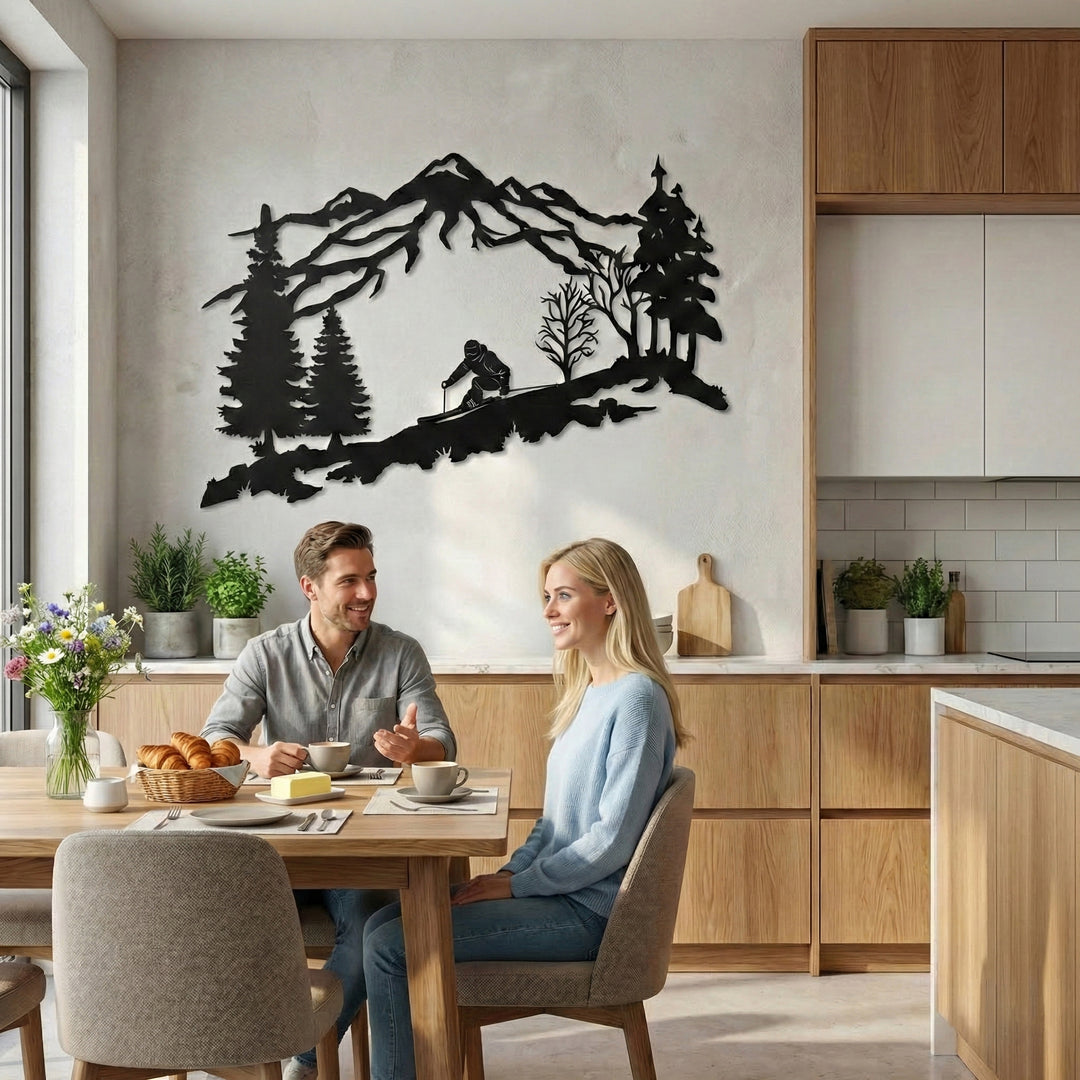 Arte de Pared de Metal del Esquiador