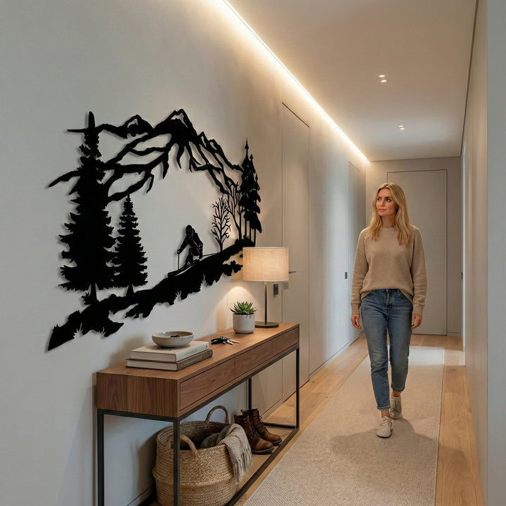Arte de Pared de Metal del Esquiador