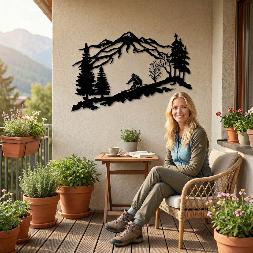 Arte de Pared de Metal del Esquiador