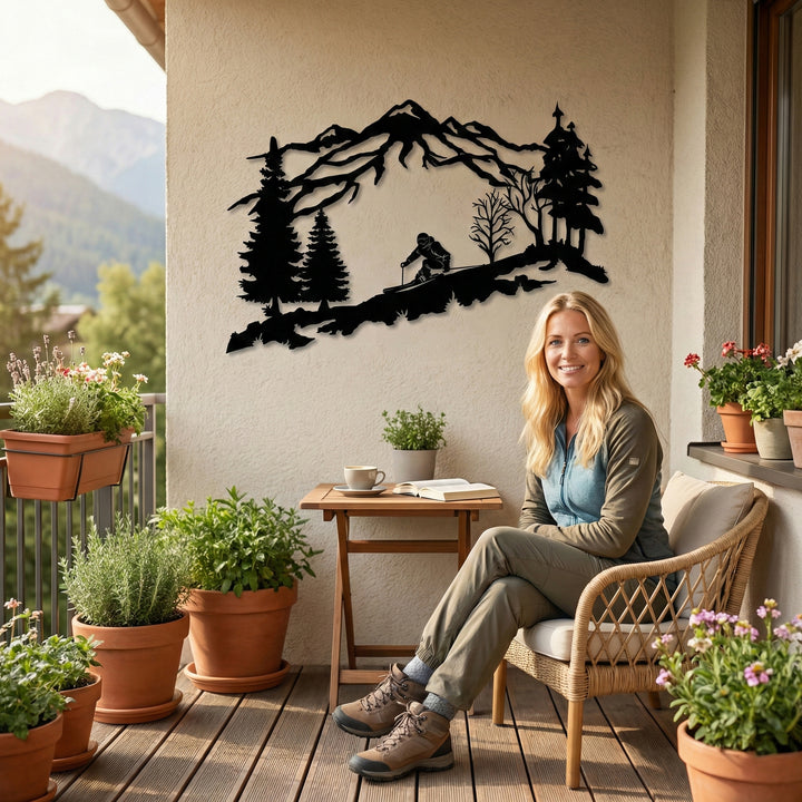 Arte de Pared de Metal del Esquiador