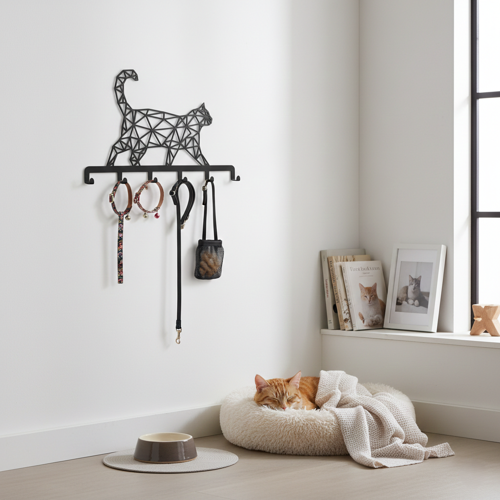 Appendino da parete in metallo gatto geometrico