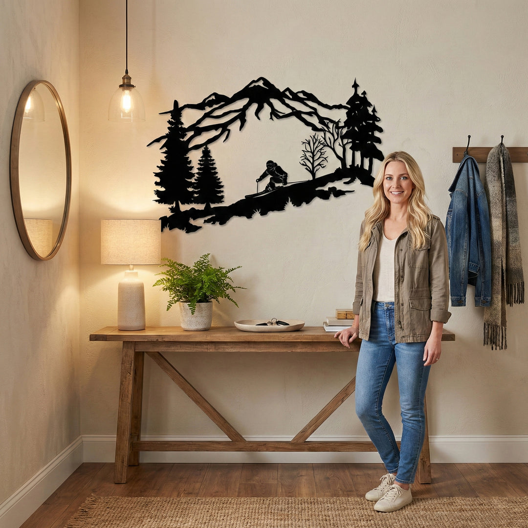 Arte de Pared de Metal del Esquiador